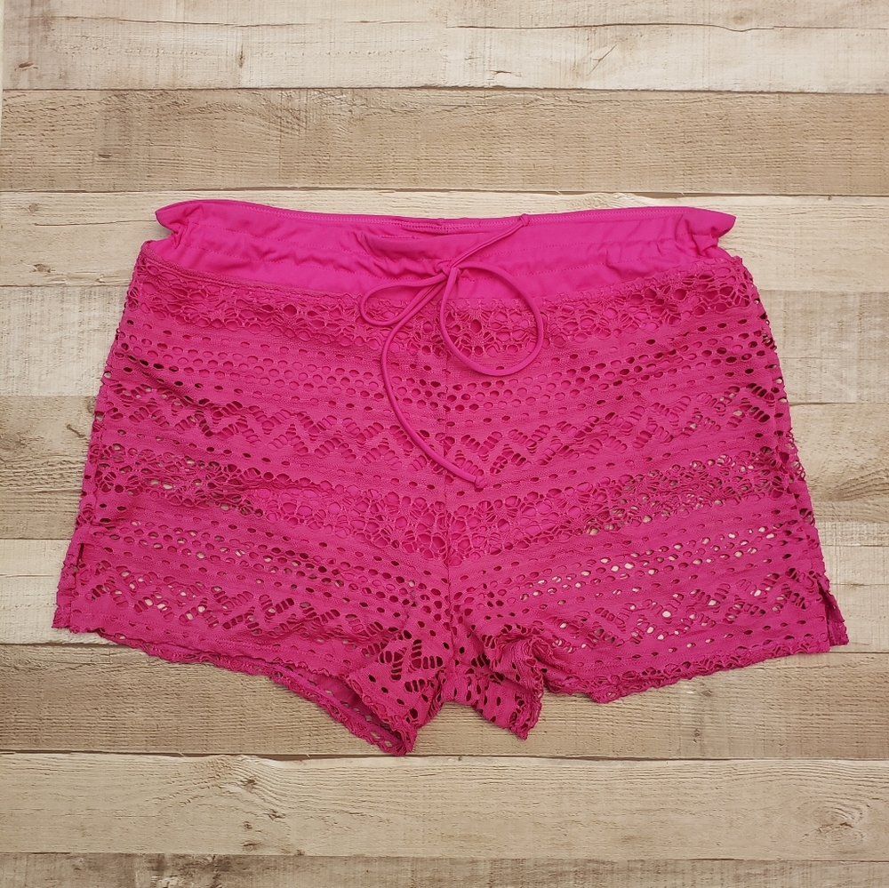 Womens 2XL swim bottoms in hot pink.